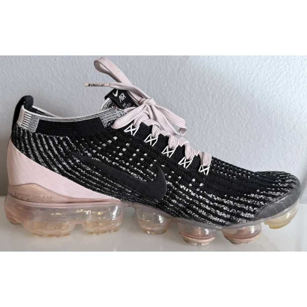 Nike Air VaporMax Flyknit 3 Black & Barely Rose | Women's Shoes (Size: 7)